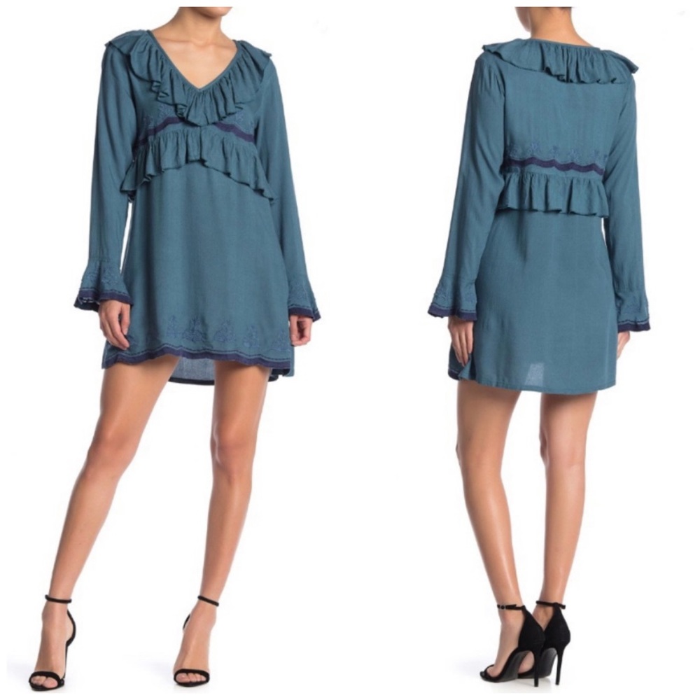 RAGA Indigo Ruffle Trim Dress